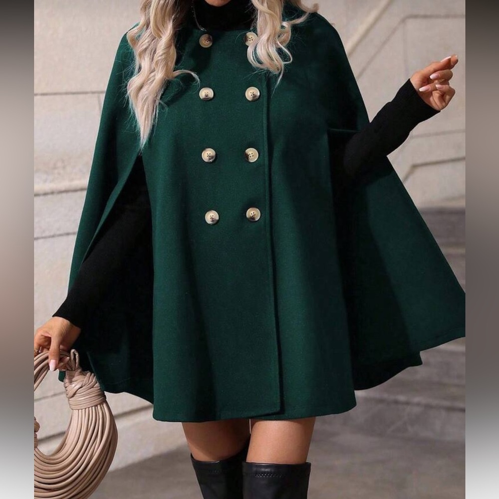 Classic Button up Double Breasted Cape Jacket Coat